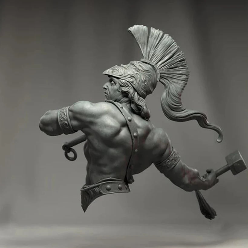 1/10 Ancient Greek Warrior in Plumed Corinthian Helmet, Resin Model Bust Kit, Fantasy Theme, Unassembled and Unpainted