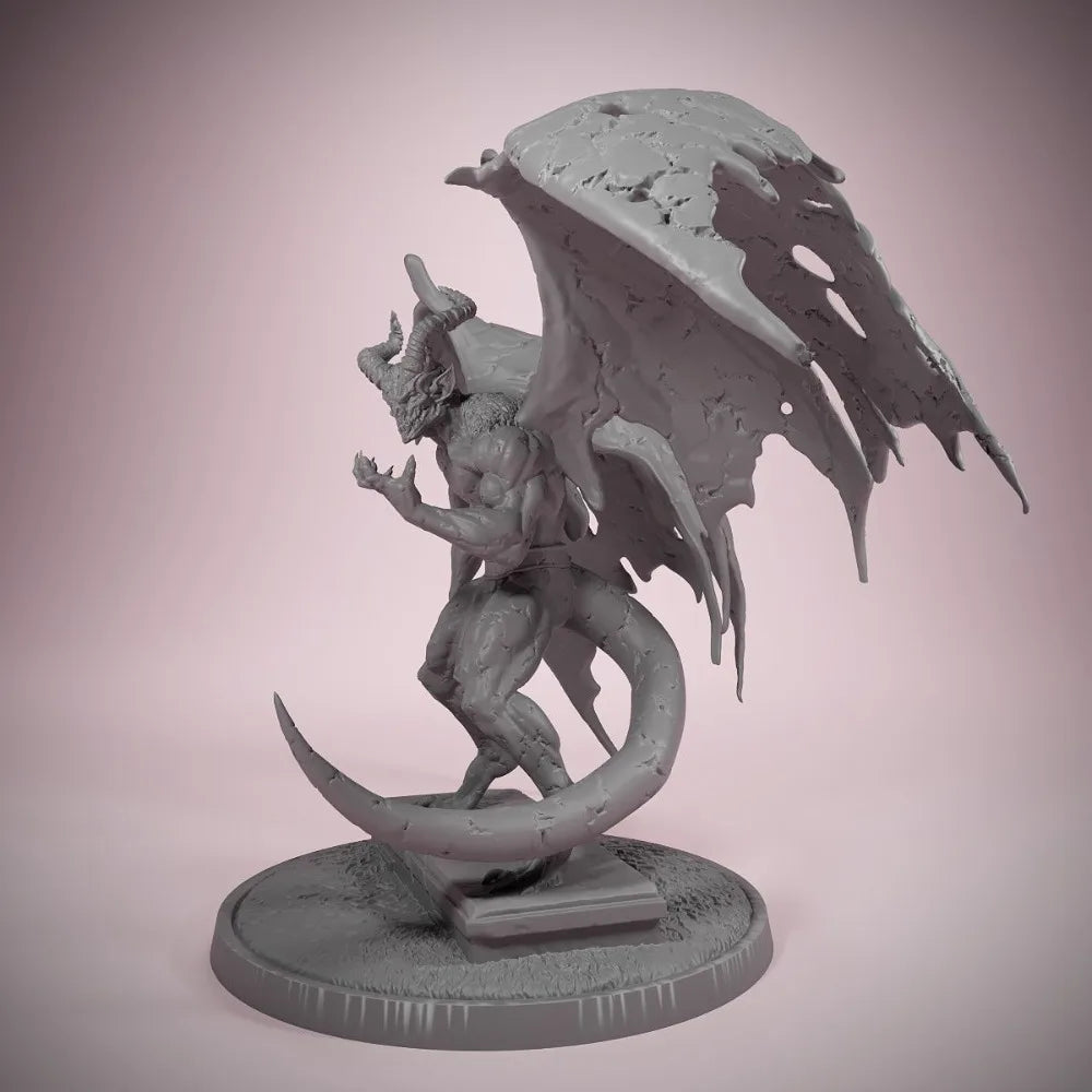75mm Horned Demon with Bat Wings, Resin Model Figure Kit, Fantasy Theme, Unassembled and Unpainted