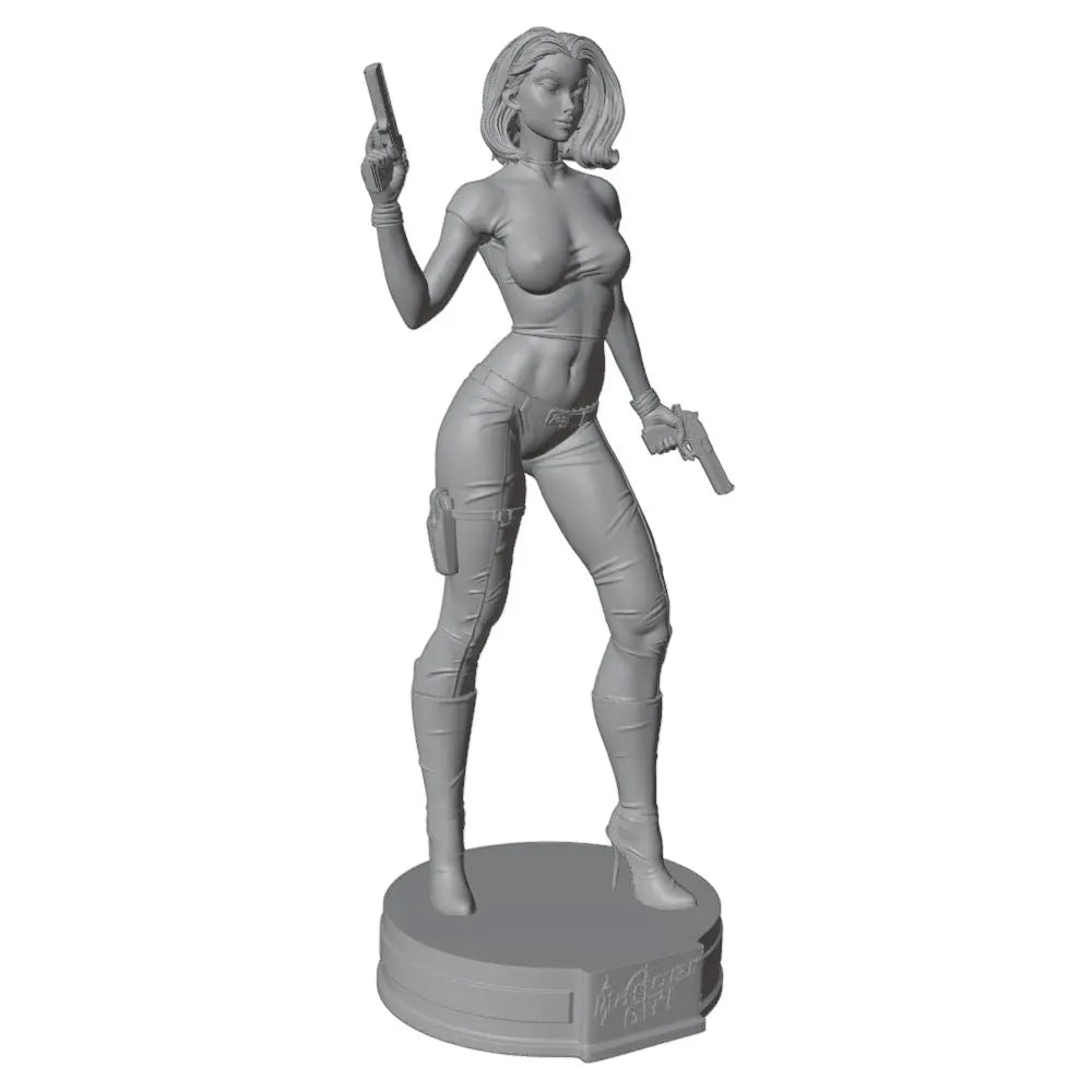 1/24 Tactical Sci-Fi Soldier with Asymmetrical Hair and Blasters, Resin Model Figure Kit, Sci-Fi Theme, Unassembled and Unpainted