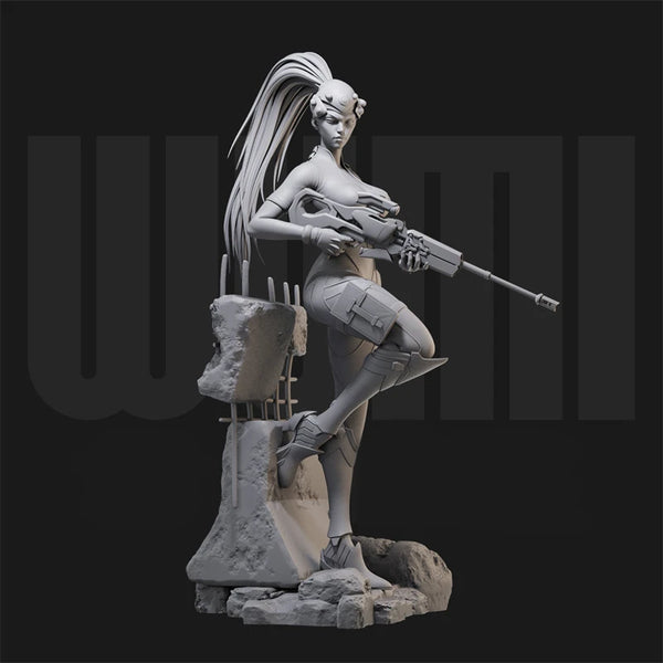 1/18 Female Warrior, 3 Figures, Resin Model Figure Kit, Sci-Fi Theme, Unassembled and Unpainted