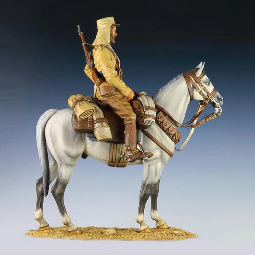 1/24 WWI Mounted Cavalry Officer, Resin Model Figure Kit, Unassembled and Unpainted