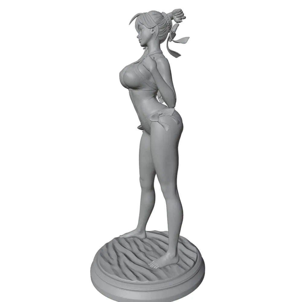 1/24 Blonde Pin-up in Blue Bikini Hand on Hip, Resin Model Figure Kit, Unassembled and Unpainted