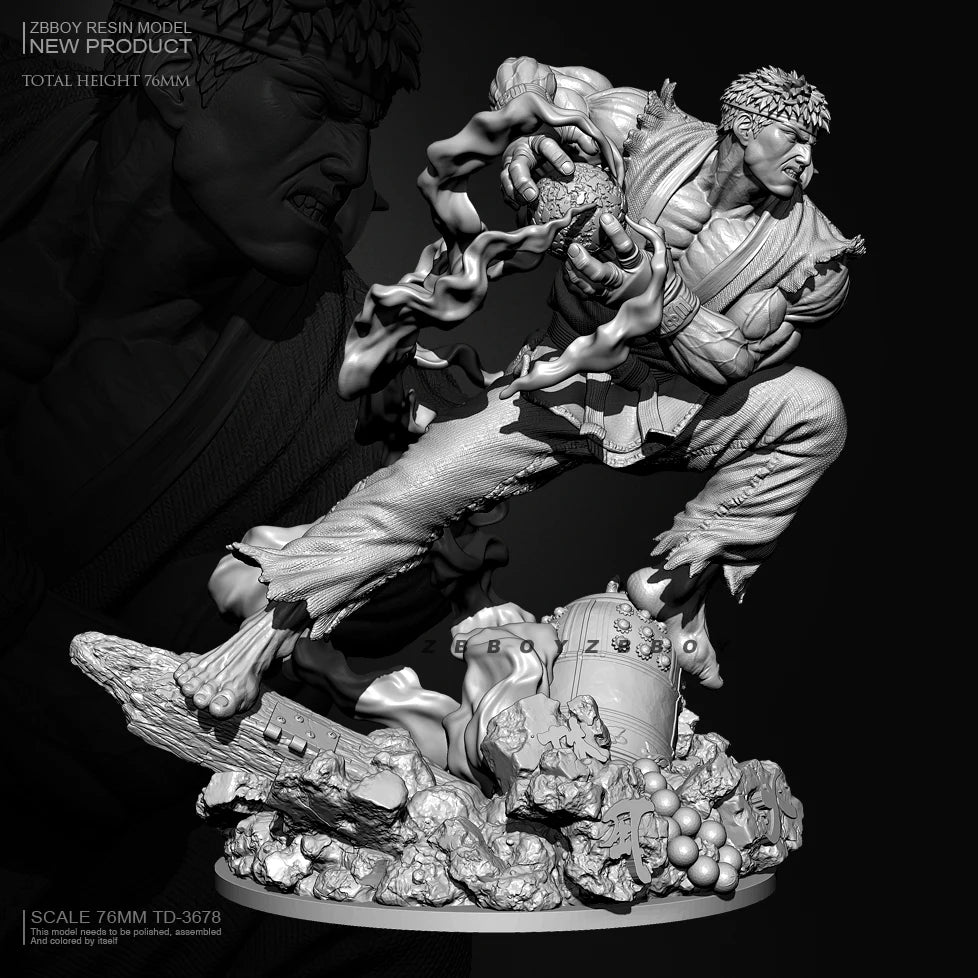 76mm Demon Warrior, Resin Model Figure Kit, Fantasy Theme, Unassembled and Unpainted