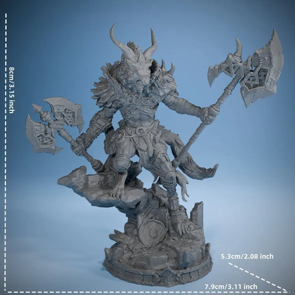 80mm Demon Warrior, Resin Model Figure Kit, Fantasy Theme, Unassembled and Unpainted
