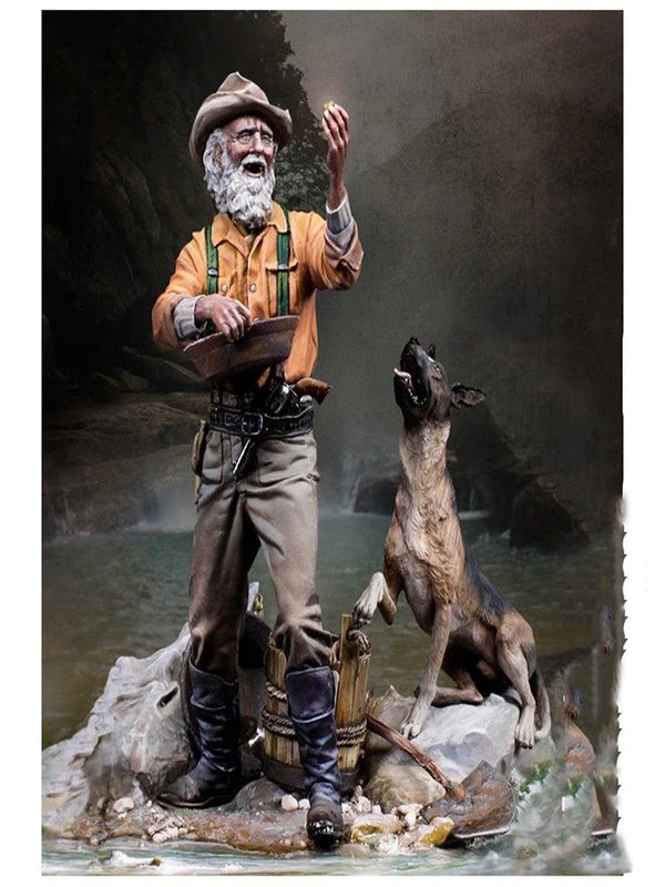 75mm American Civil War 1849 Gold Rush Prospector, 2 Figures, Resin Model Figure Kit, Unassembled and Unpainted