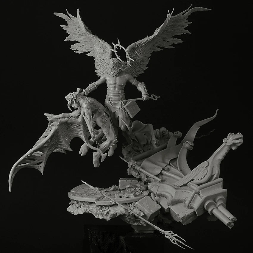 1/24 Winged Demon on Ruined Base, Resin Model Figure Kit, Fantasy Theme, Unassembled and Unpainted