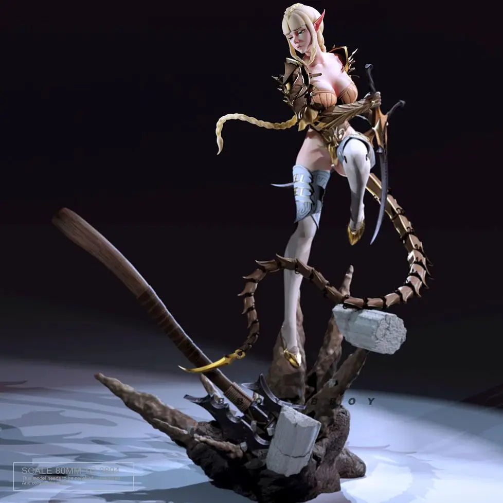80mm Elf Maiden Warrior, Resin Model Figure Kit, Fantasy Theme, Unassembled and Unpainted