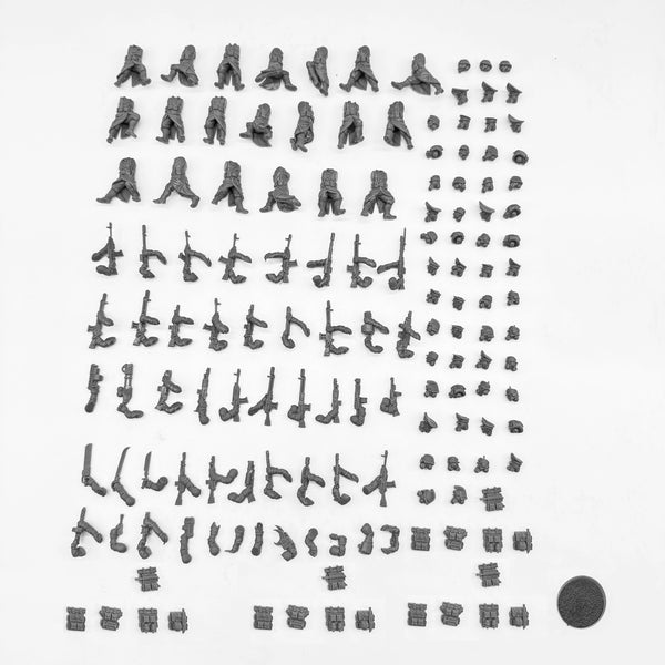 28mm WWI Infantrymen and Officers, 20 Figures, Resin Model Figure Kit, Unassembled and Unpainted