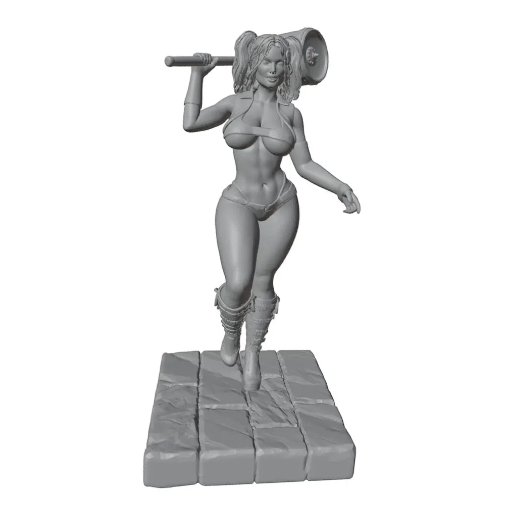 1/24 Blonde Pin-up Warrior with Axe, Resin Model Figure Kit, Unassembled and Unpainted