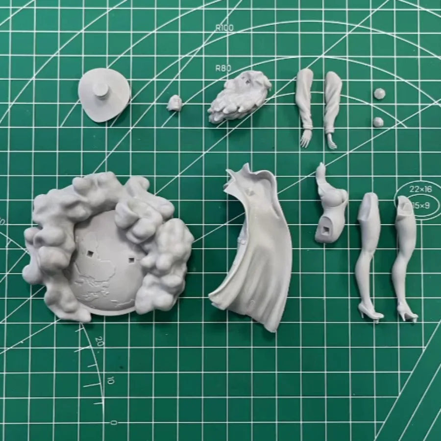 1/24 Sorceress in Crimson Hat and Flowing Cape, Resin Model Figure Kit, Fantasy Theme, Unassembled and Unpainted
