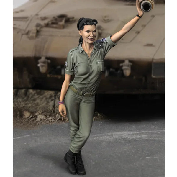 1/35 Modern Female Soldier Raising Rifle Overhead, Resin Model Figure Kit, Unassembled and Unpainted