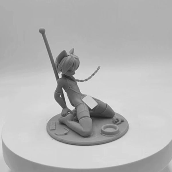 1/24 Demon Cat-Girl with Harness and Chain, Resin Model Figure Kit, Anime Theme, Unassembled and Unpainted