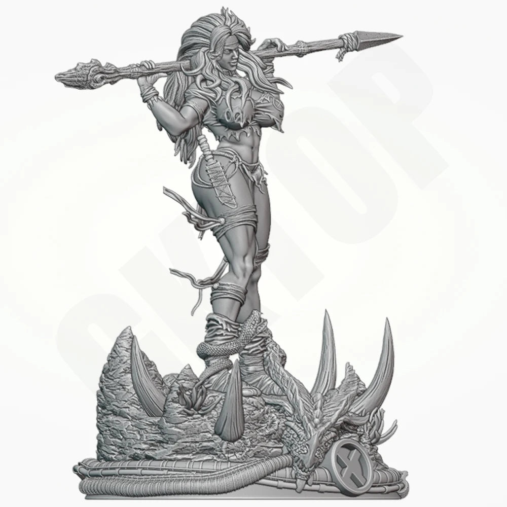 1/24 Savage Lands Warrior, Resin Model Figure Kit, Fantasy Theme, Unassembled and Unpainted