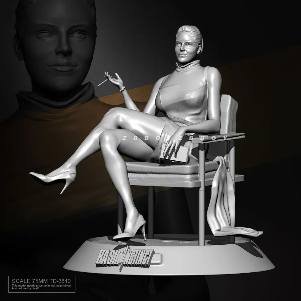 75mm Pin-up Female Seated, Resin Model Figure Kit, Unassembled and Unpainted