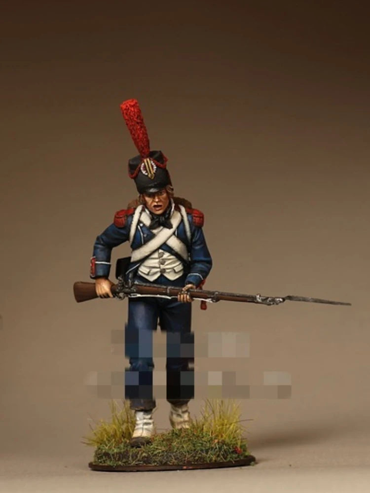 54mm Napoleonic French Light Infantry, Resin Model Figure Kit, Unassembled and Unpainted