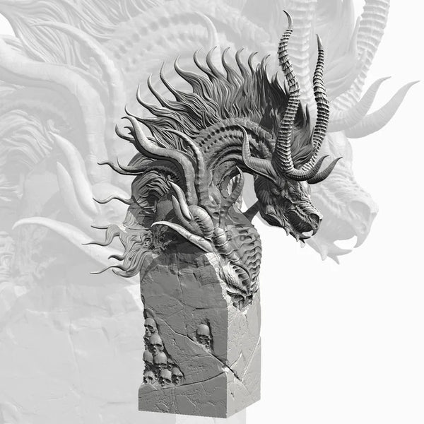 100mm Dragon, Resin Model Bust Kit, Fantasy Theme, Unassembled and Unpainted