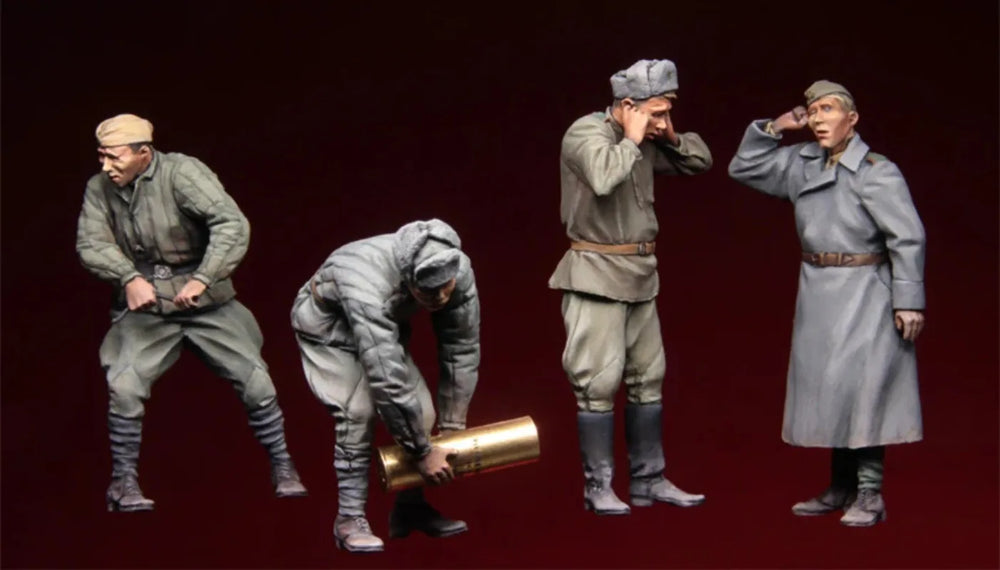 1/35 WWII Soviet Mountain Gun Crew, 4 Figures, Resin Model Figure Kit, Unassembled and Unpainted