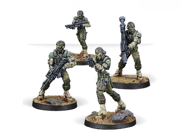 28mm Modern Futuristic Powered Armor Soldiers, 4 Figures, Resin Model Figure Kit, Unassembled and Unpainted