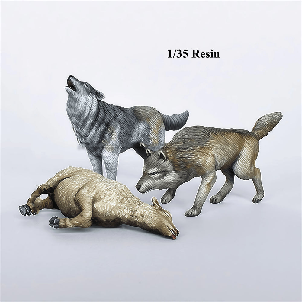 1/35 Animals, 3 Figures, Resin Model Creature Kit, Wildlife Theme, Unassembled and Unpainted
