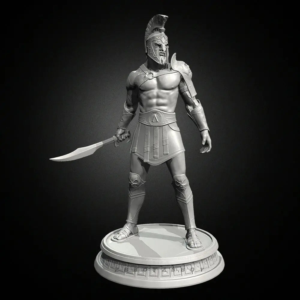 75mm Ancient Spartan Hoplite Warrior Standing Ready, Resin Model Figure Kit, Unassembled and Unpainted