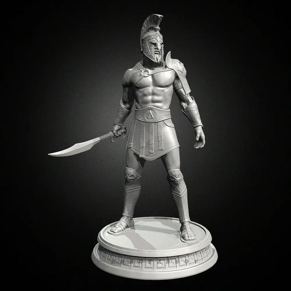 75mm Ancient Spartan Hoplite Warrior Standing Ready, Resin Model Figure Kit, Unassembled and Unpainted
