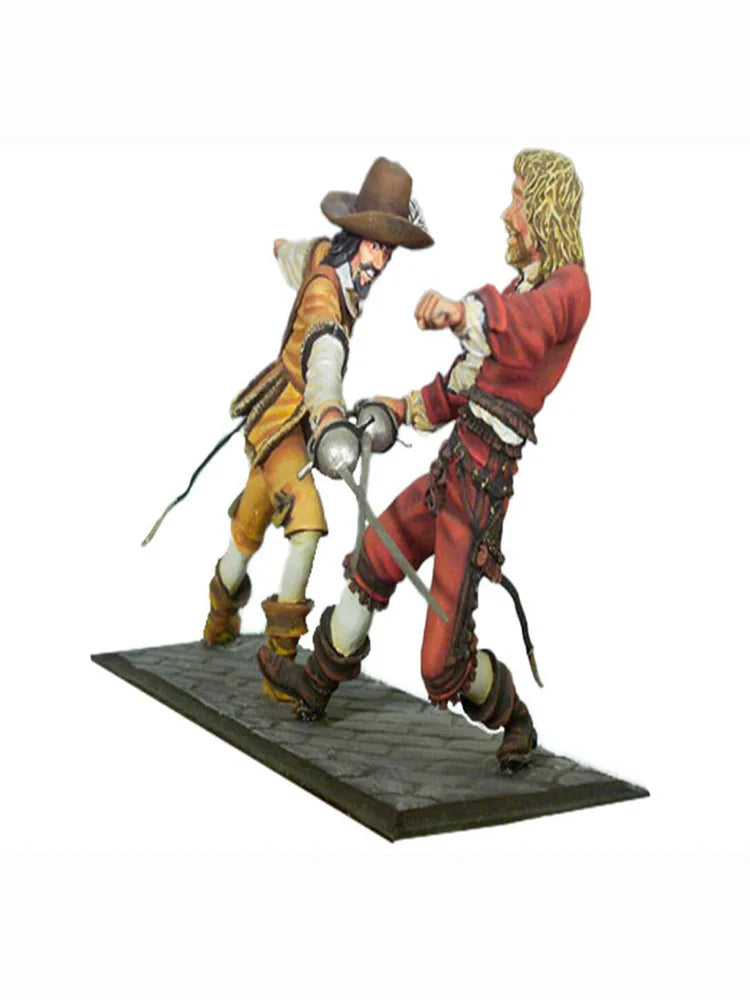 1/32 17th-Century Duellists, 2 Figures, Resin Model Diorama Kit, Military Theme, Unassembled and Unpainted
