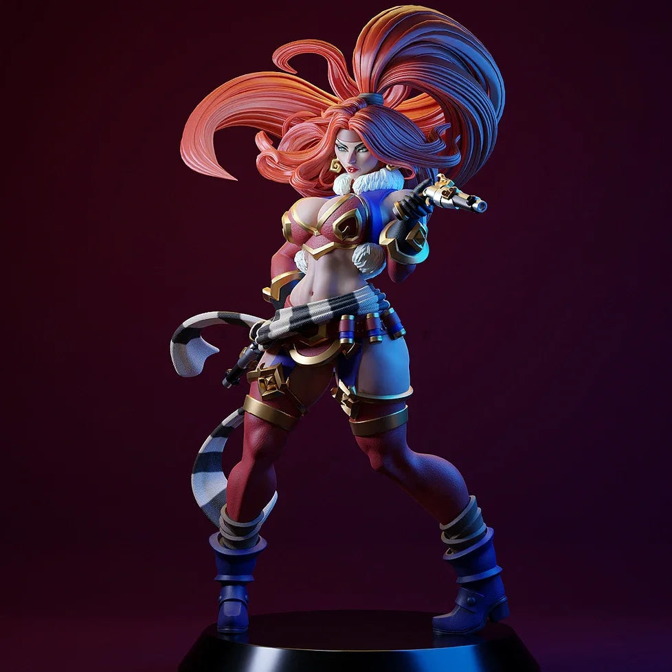 50mm Female Warrior with Flowing Hair and Rifle, Resin Model Figure Kit, Unassembled and Unpainted