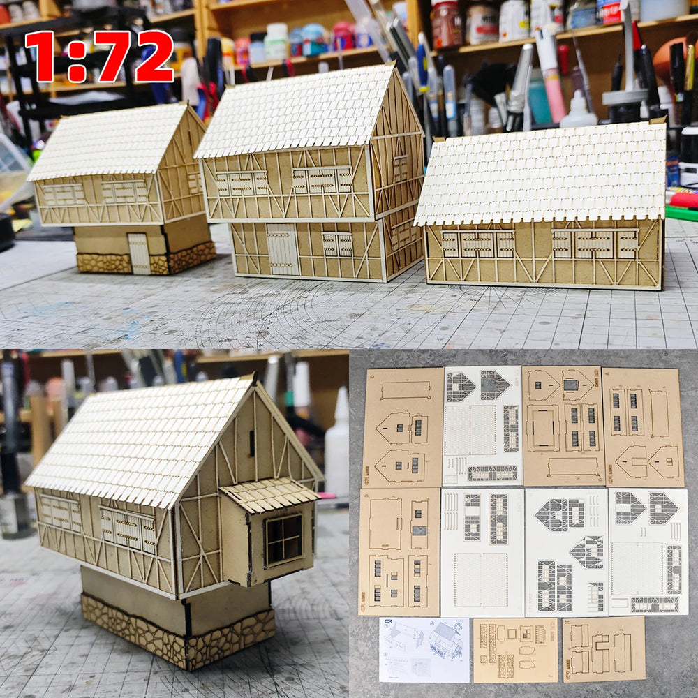 1/72 European Rural Farm Buildings, Resin Model Diorama Kit, Historical Theme, Unassembled and Unpainted