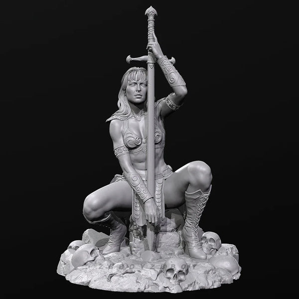80mm Fantasy Female Warrior, Resin Model Figure Kit, Unassembled and Unpainted