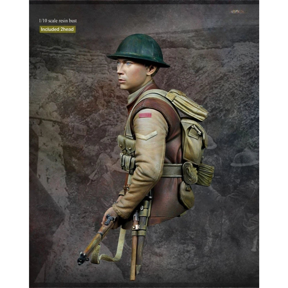 1/10 WWI British Infantryman in Full Marching, Resin Model Bust Kit, Unassembled and Unpainted