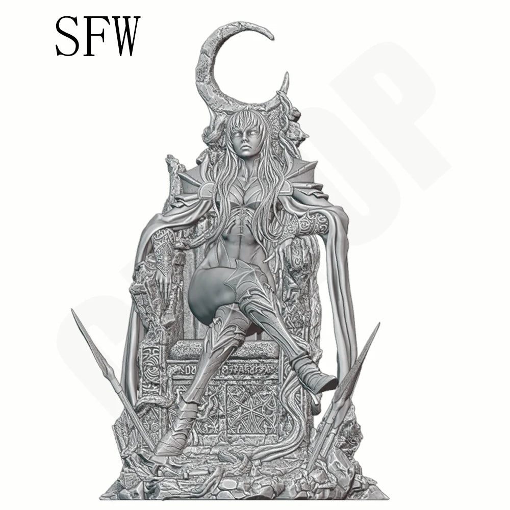 1/24 Dark Elf Queen on Throne, Resin Model Figure Kit, Fantasy Theme, Unassembled and Unpainted