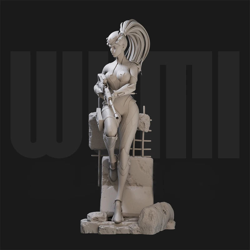 1/18 Female Warrior, 3 Figures, Resin Model Figure Kit, Sci-Fi Theme, Unassembled and Unpainted