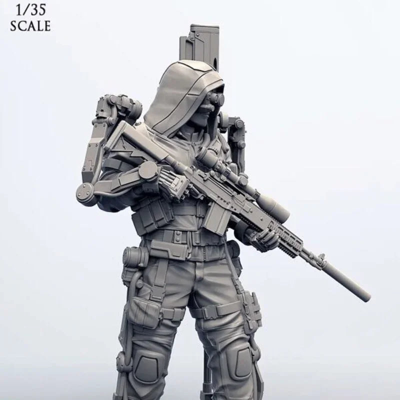 1/35 Tactical Soldier, Resin Model Figure Kit, Sci-Fi Theme, Unassembled and Unpainted