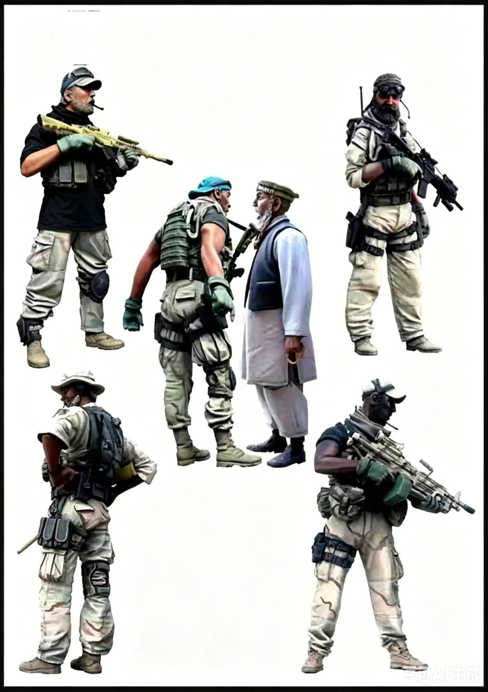 1/35 Modern Tactical Operators with Specialist, 6 Figures, Resin Model Figure Kit, Unassembled and Unpainted
