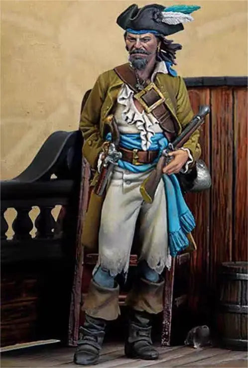 54mm Napoleonic 18th Century Pirate, Resin Model Figure Kit, Unassembled and Unpainted