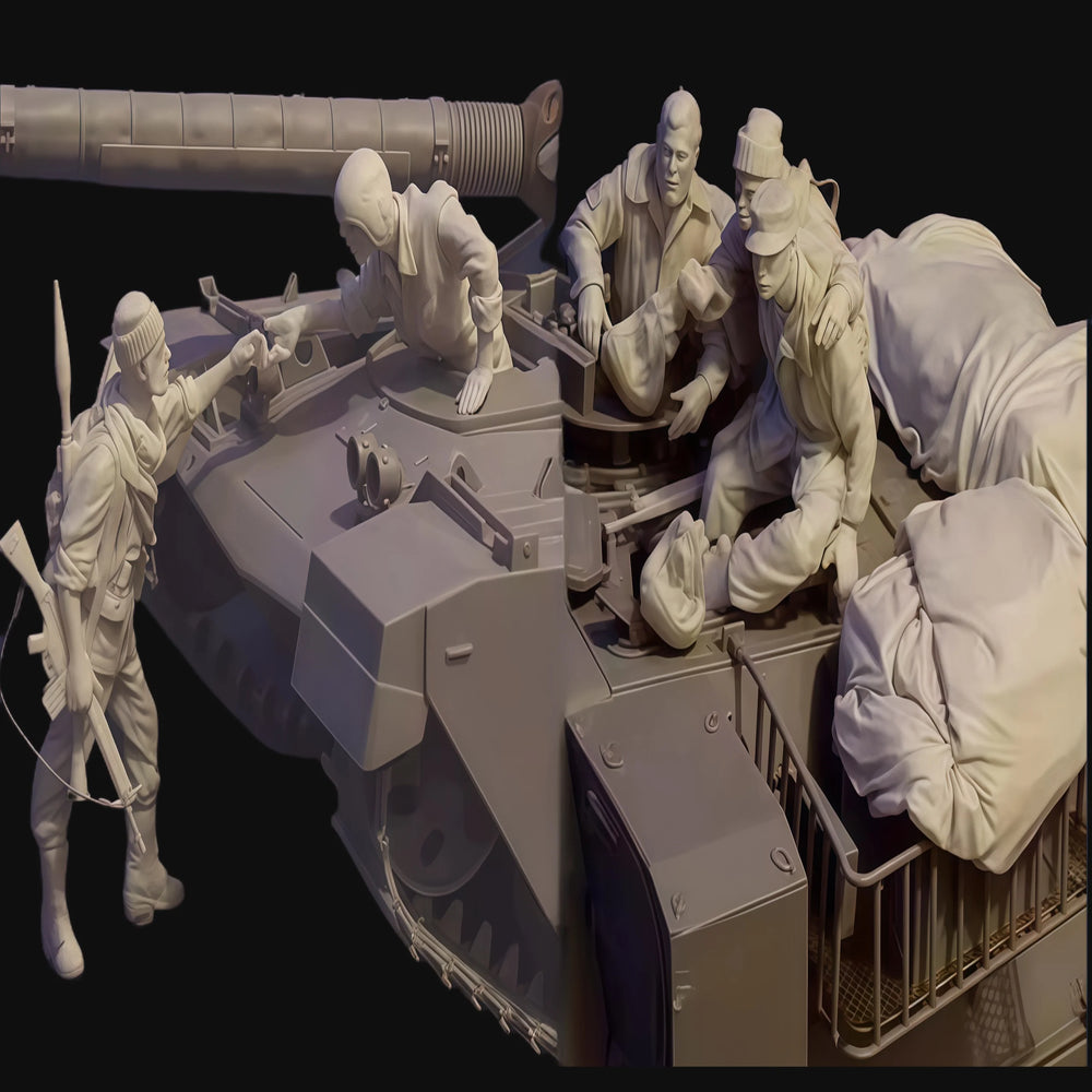 1/35 WWII Tank Crew Squad, 6 Figures, Resin Model Figure Kit, Unassembled and Unpainted