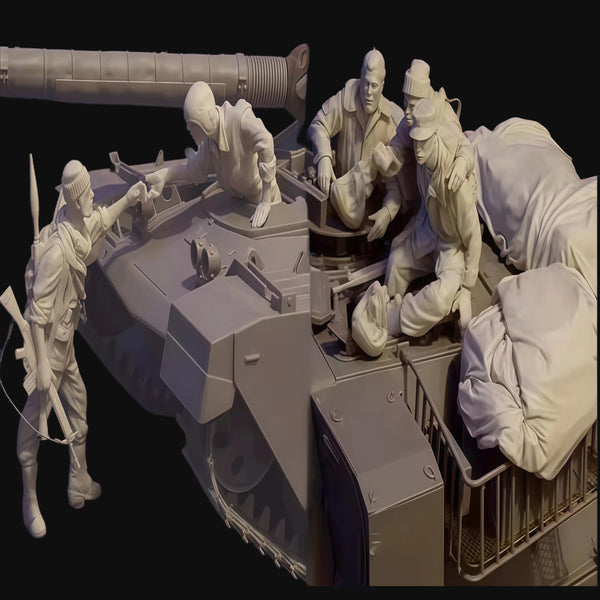 1/35 WWII Tank Crew Squad, 6 Figures, Resin Model Figure Kit, Unassembled and Unpainted