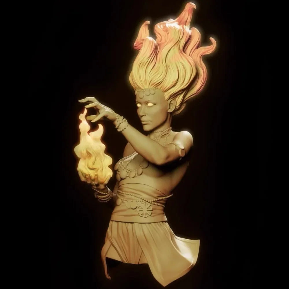 1/10 Fire Fairy Girl, Resin Model Bust Kit, Fantasy Theme, Unassembled and Unpainted