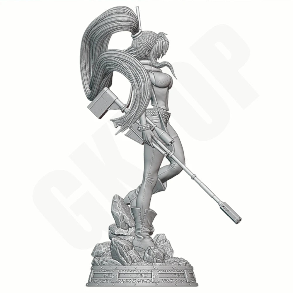 Female Warrior with Polearm, Resin Model Figure Kit, Fantasy Theme, Unassembled and Unpainted