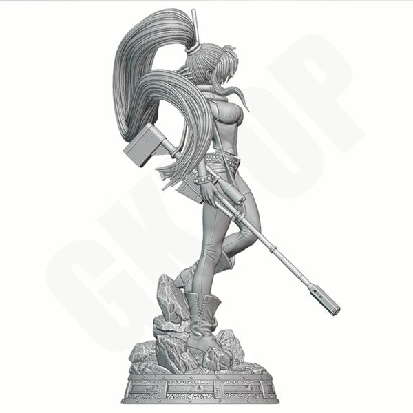 Female Warrior with Polearm, Resin Model Figure Kit, Fantasy Theme, Unassembled and Unpainted