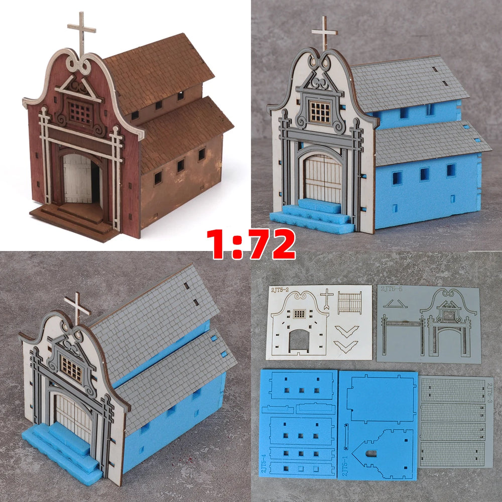 1/72 Medieval European Cathedral, Resin Model Diorama Kit, Unassembled and Unpainted
