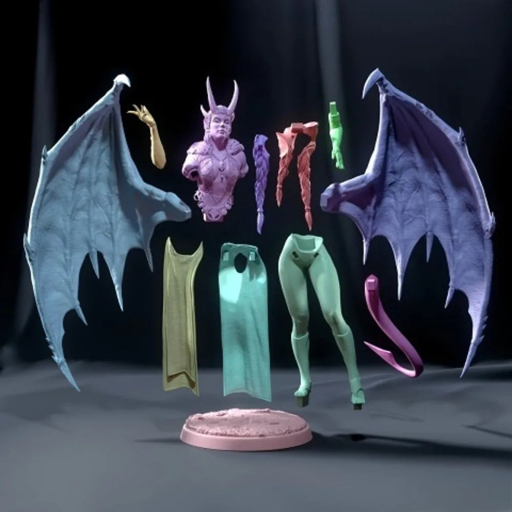 120mm Demon Female, Resin Model Figure Kit, Fantasy Theme, Unassembled and Unpainted