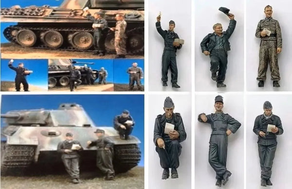 1/35 WWII Soldiers in Field Uniforms, 6 Figures, Resin Model Figure Kit, Unassembled and Unpainted