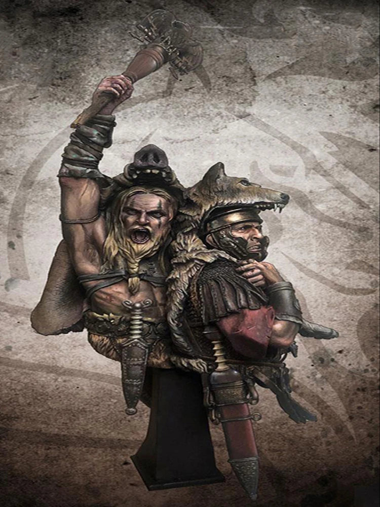1/9 Grimdark Barbarian Warriors, 2 Figures, Resin Model Bust Kit, Fantasy Theme, Unassembled and Unpainted