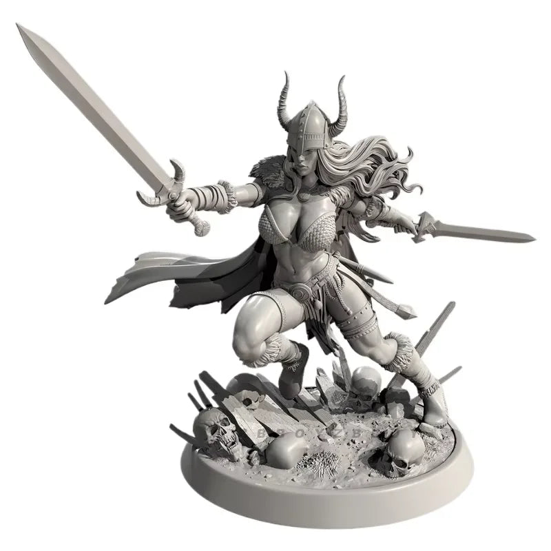 70mm Viking Female Warrior, Resin Model Figure Kit, Fantasy Theme, Unassembled and Unpainted