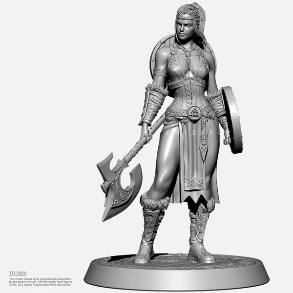 50mm Medieval Viking Female Warrior, Resin Model Figure Kit, Unassembled and Unpainted