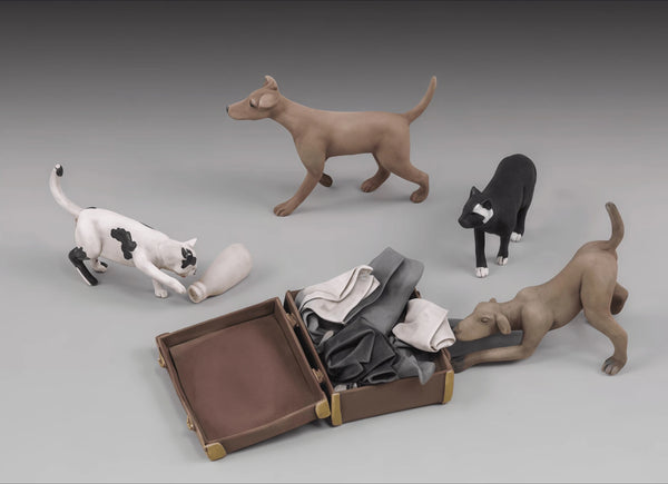 1/35 Canine Animals, 4 Figures, Resin Model Creature Kit, Wildlife Theme, Unassembled and Unpainted