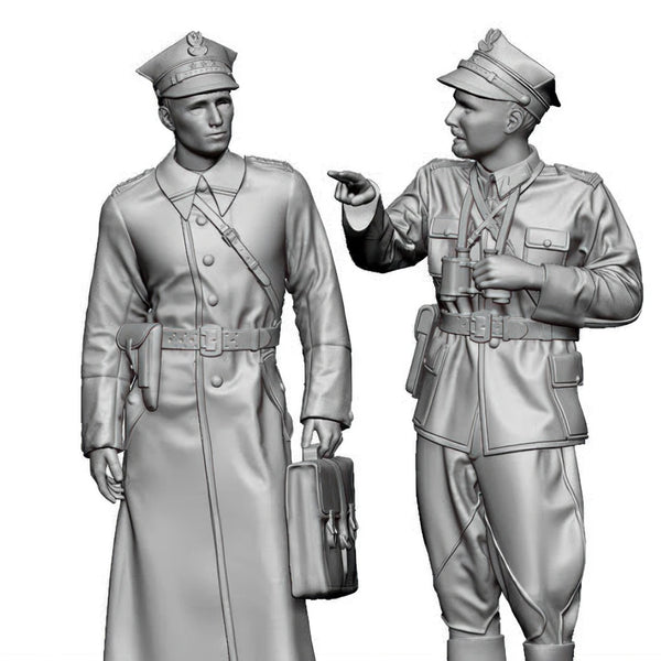 1/35 WWII Polish Officers, 2 Figures, Resin Model Figure Kit, Unassembled and Unpainted