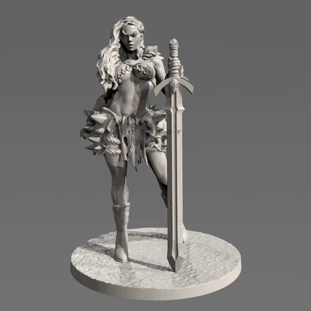 70mm Female Barbarian, Resin Model Figure Kit, Fantasy Theme, Unassembled and Unpainted