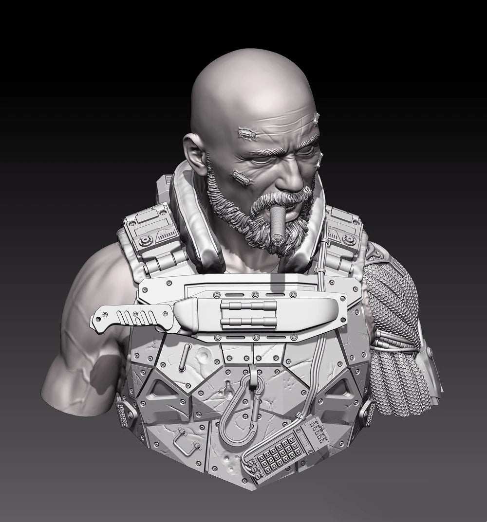 1/10 Modern Sci-Fi Soldier, Resin Model Bust Kit, Unassembled and Unpainted